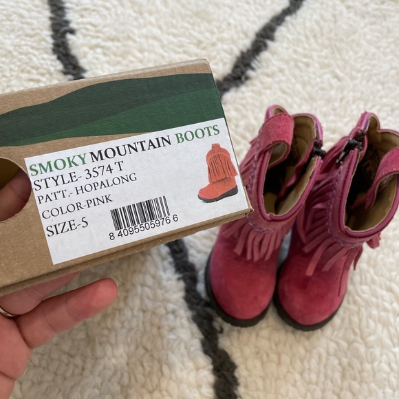 Smoky Mountain Girls Hopalong Fringe Western Round Toe Boot 5 Toddler  Pink - Picture 6 of 11